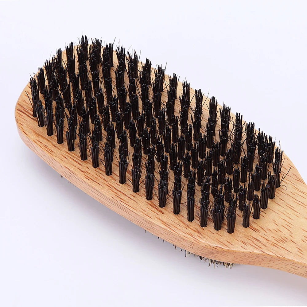 Men's Boar Bristle Hair & Beard Brush | Wood Handle S/M/L Beard & Hair Brush QXL