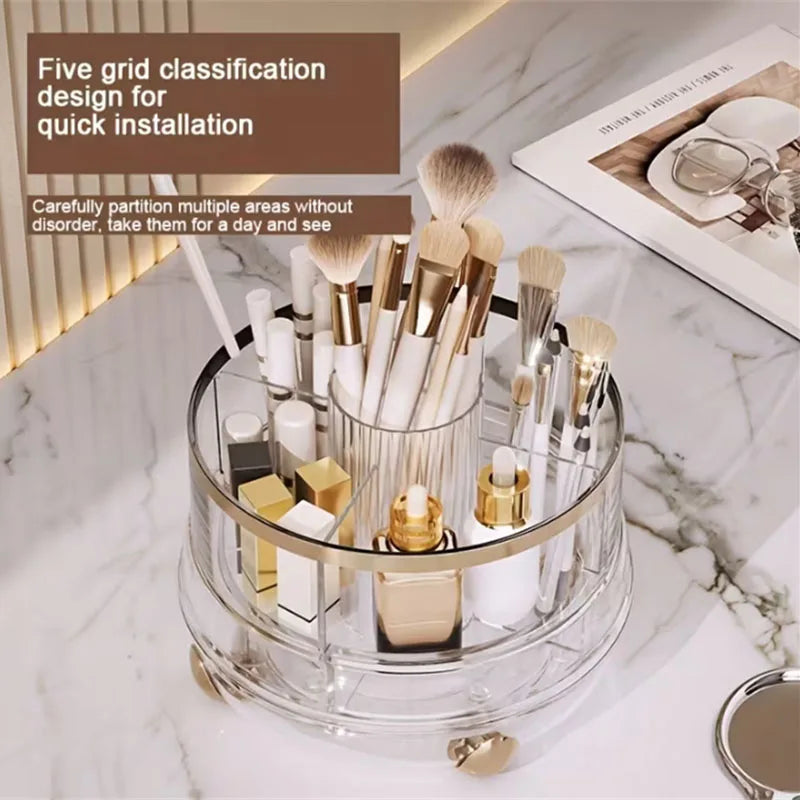 360° Rotating Makeup Brush Holder with Dustproof Cover Makeup Brush Organizer QXL