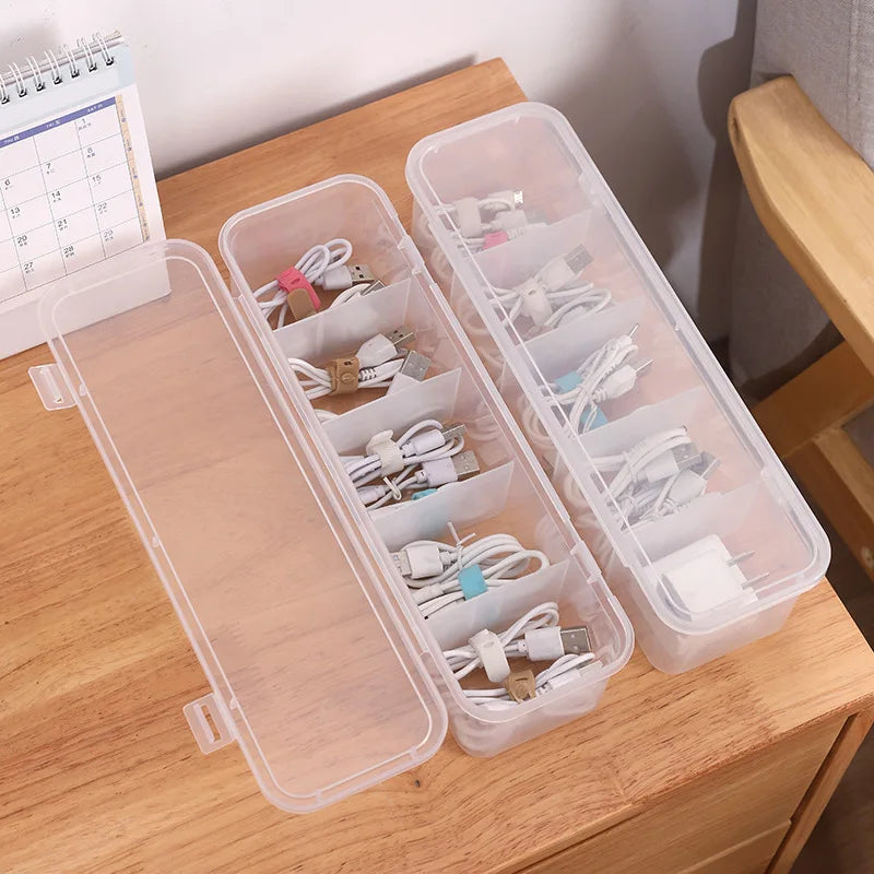 Desktop Cable Organizer Box with Dividers | USB & Chargers Desktop Storage Organizer QXL