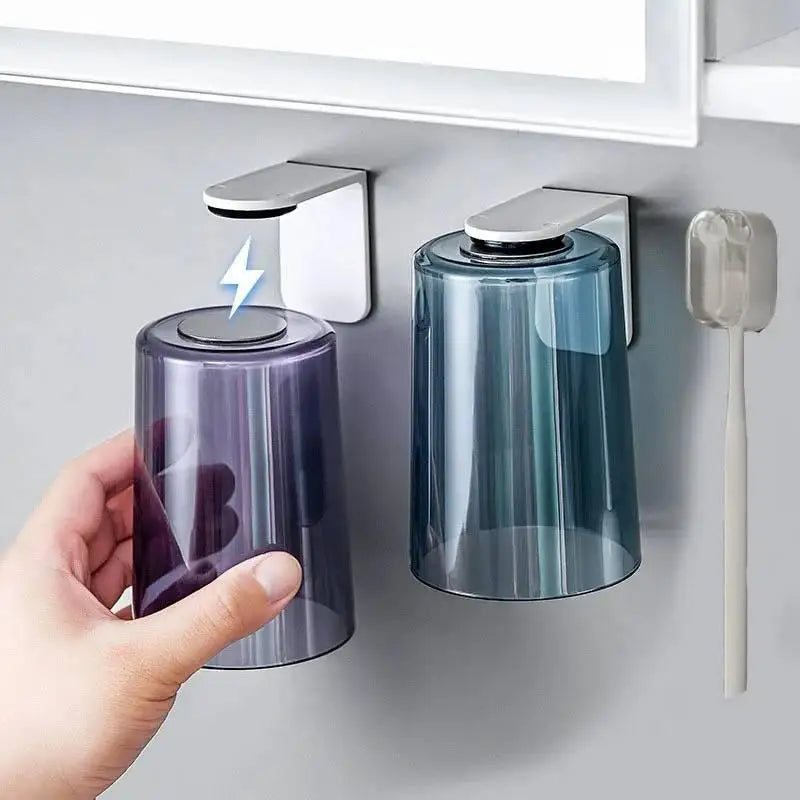 Magnetic Wall-Mount Toothbrush Cup Holder | Bathroom Storage Toothbrush Cup Holder QXL