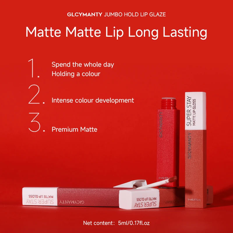 GICYMANTY Matte Velvet Lip Gloss – Waterproof & Long-Lasting Matte Lip Gloss QXL