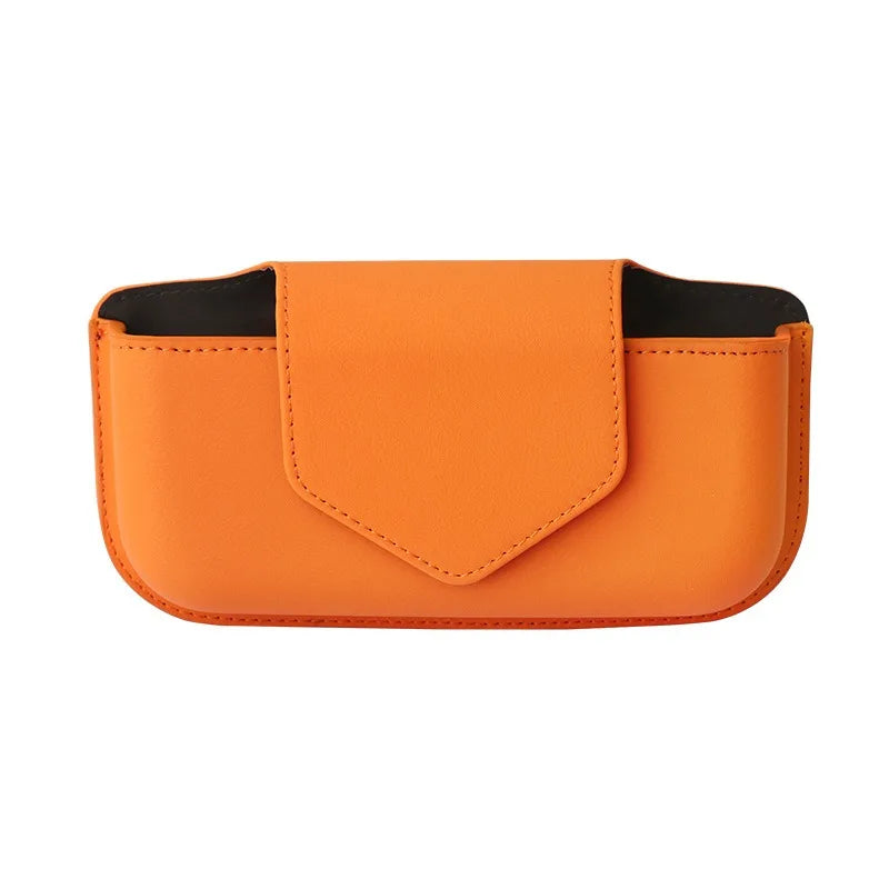 Car Sun Visor Glasses Case | Magnetic Leather Eyewear Holder Car Visor Glasses Holder QXL
