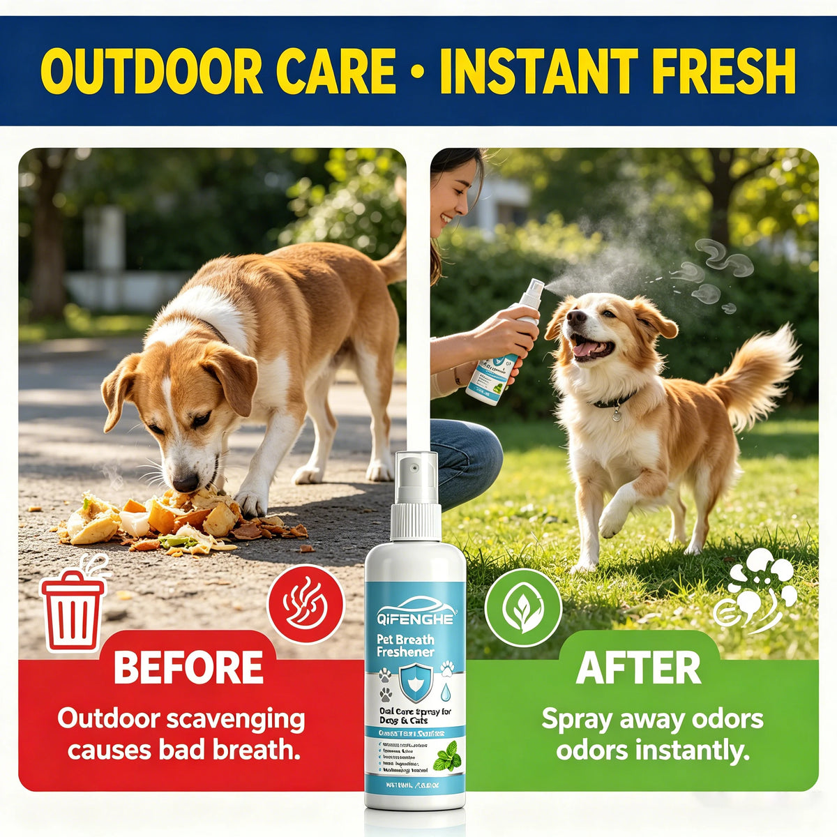 Pet Breath Freshener Spray 100ml – Dogs & Cats Oral Care Pet Oral Care Spray QXL