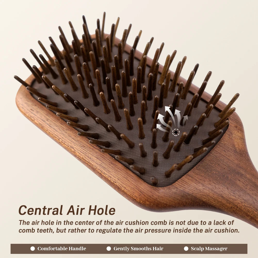 Wooden Air Cushion Massage Comb | Anti-Static Scalp Comb Hair Massage Comb QXL