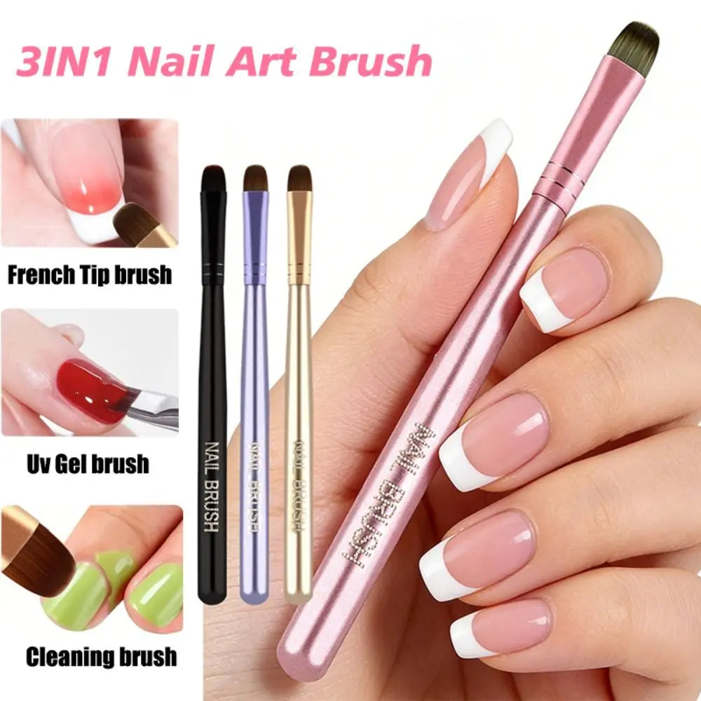 3-in-1 French Nail Art Brush | Metal Handle UV Gel Pen Nail Art Brush QXL