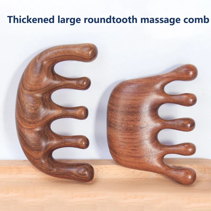 Sandalwood Scalp Massager Comb | Anti-Static Wooden Hair Comb Scalp Massager Comb QXL