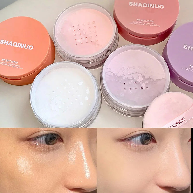 SHAQINUO Translucent Setting Powder | Oil Control & Brightening Setting Powder Compact QXL