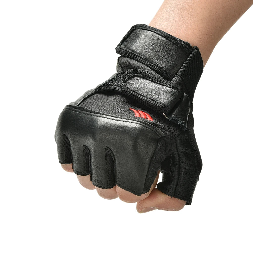 Men's PU Leather Weight Lifting Gym Gloves | Wrist Wrap Weight Lifting Gloves QXL