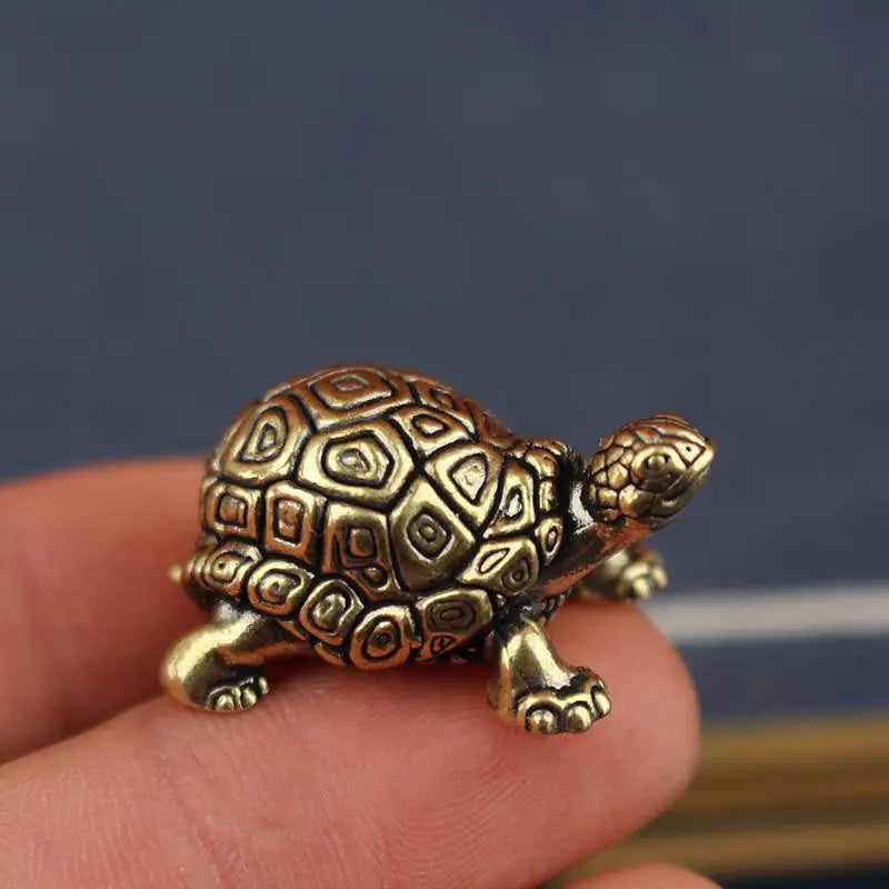 Copper Turtle Figurine | Feng Shui Tortoise Tea Pet Decor Decorative Figurine QXL