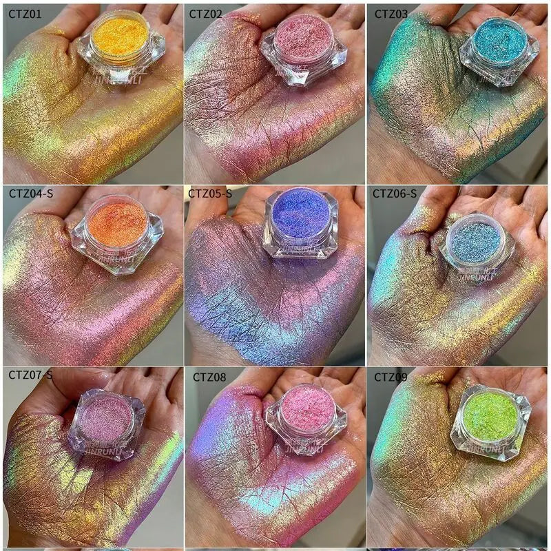 Rainbow Aurora Iridescent Nail Glitter Powder | Chameleon Pearl Nail Glitter Powder QXL