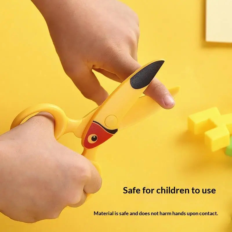 Kids Safe Plastic Scissors | Cartoon Parrot & Dolphin Design Kids Craft Scissors QXL