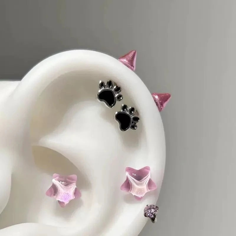 Cat Paw Devil Stud Earrings | Gothic Y2K Zinc Alloy Studs Stud Earrings QXL