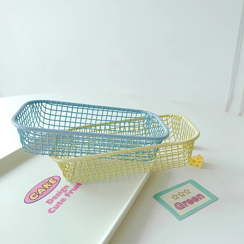Metal Wire Desktop Storage Basket | Desk Organizer Holder Desktop Organizer Basket QXL