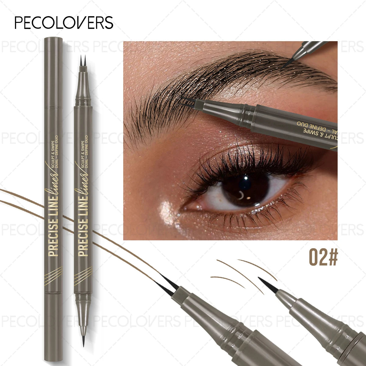 PECOLOVERS Two-Pronged Eyebrow Pencil | Brow Filling Pen Eyebrow Pencil QXL 02