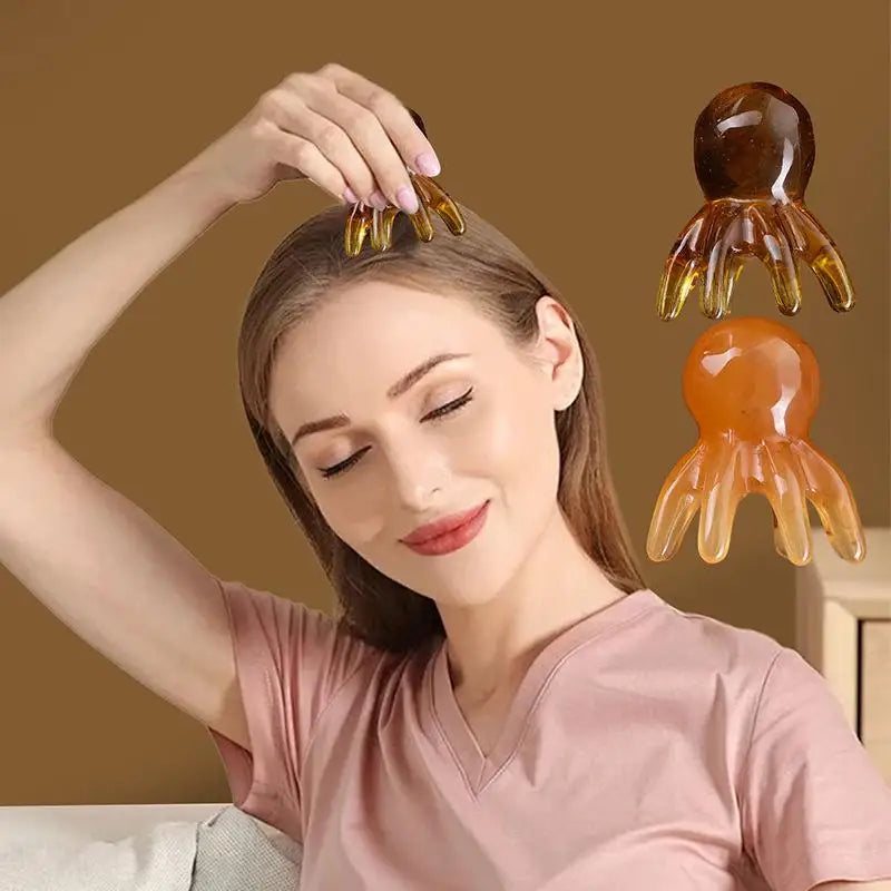 Resin Octopus Scalp Massager | Gua Sha Head Comb Tool Scalp Massager Comb QXL
