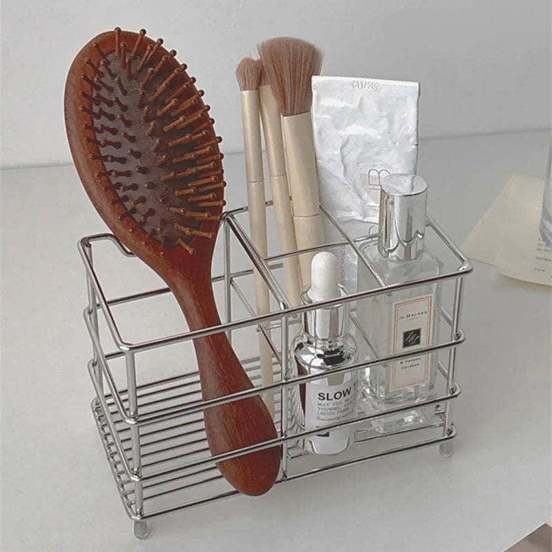 5-Compartment Stainless Steel Makeup Brush Holder & Organizer Makeup Brush Holder QXL