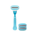 Women's 5-Blade Body Razor | Non-Slip Grip & Spare Blades Women's Body Razor QXL blue