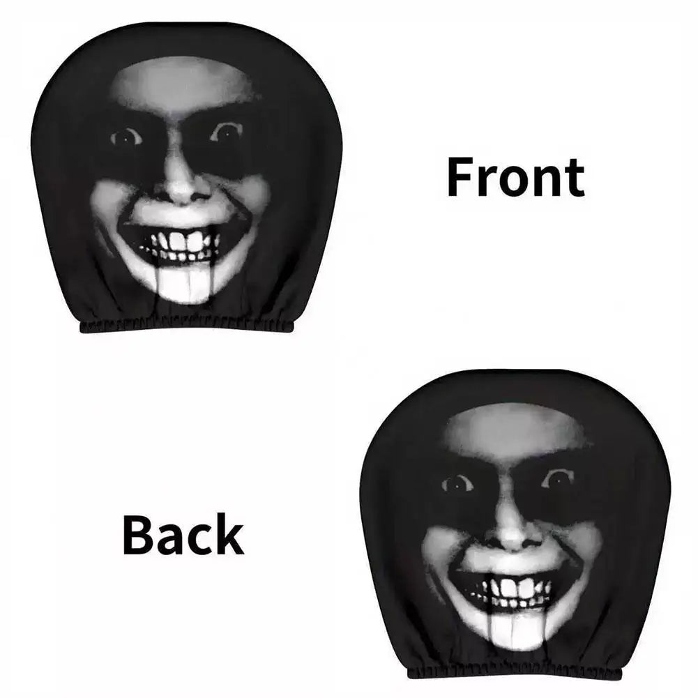 Horror Face Car Headrest Covers | 4-Pack Polyester Cushion Set Car Headrest Cover QXL