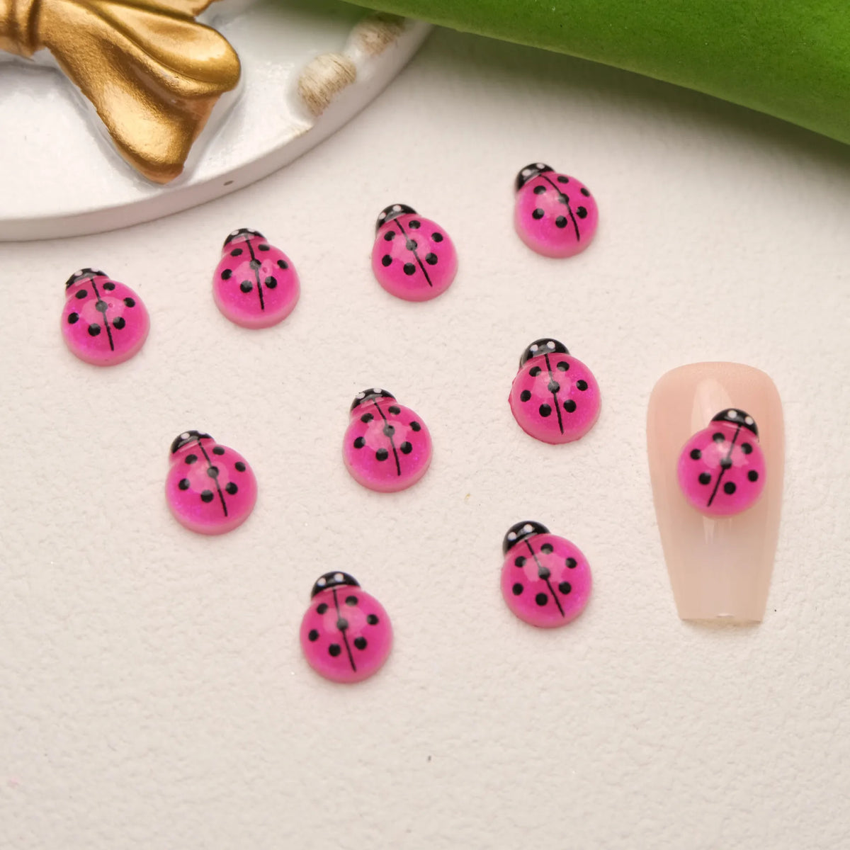 10-Pack 3D Kawaii Ladybug Resin Nail Charms | DIY Manicure Nail Art Charms QXL 10pcs