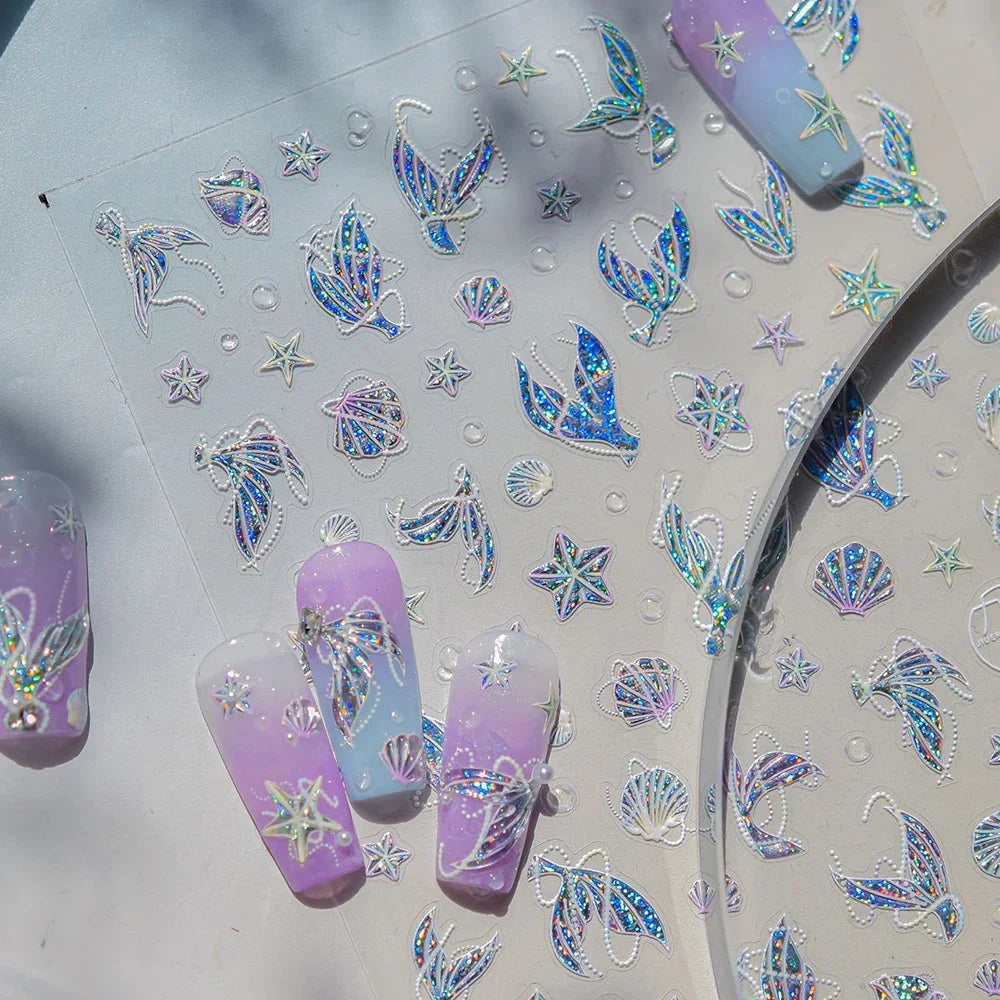Ocean 5D Nail Art Stickers | Sea Creature Manicure Decals Nail Art Stickers QXL