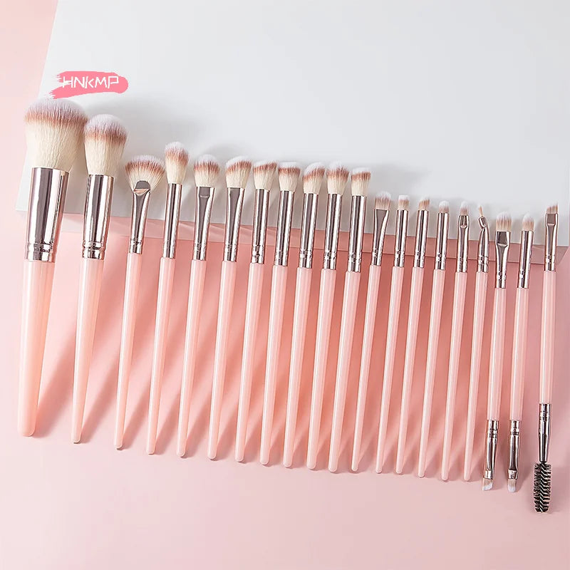 20-Piece Pink Makeup Brush Set – Full Face & Eye Kit Makeup Brush Set QXL