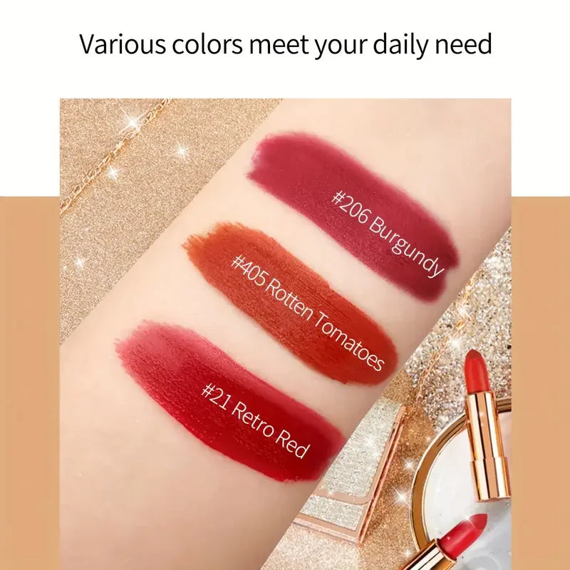 VERONNI 3-Pc Velvet Lipstick Set with Chain Bag | Long-Lasting Velvet Lipstick Set QXL