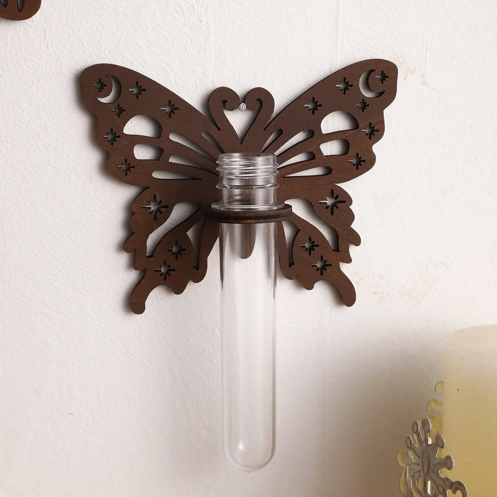Butterfly Wall-Mounted Glass Vase & Aromatherapy Holder Wall Vase Decor QXL