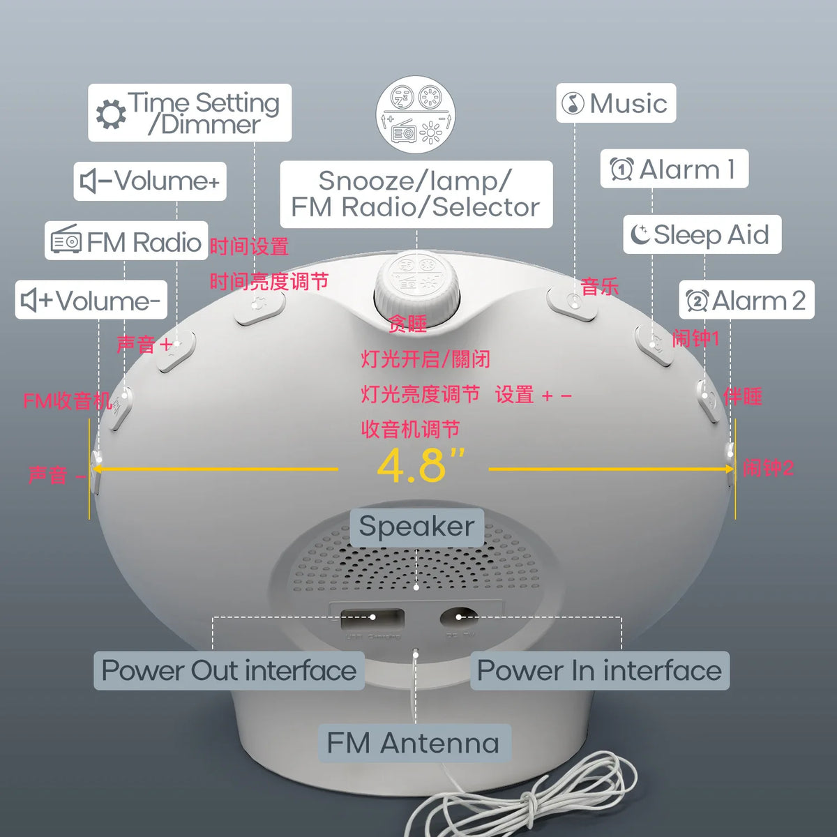 Wake Up Light Alarm Clock | RGB Night Light, FM Radio & White Noise Wake Up Light Clock QXL