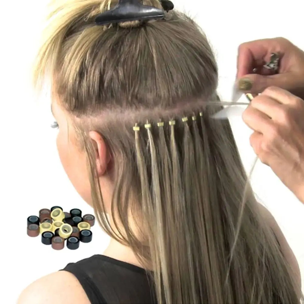 500-Pack Silicone Nano Hair Rings | 5-Color Micro Bead Links Hair Extension Beads QXL
