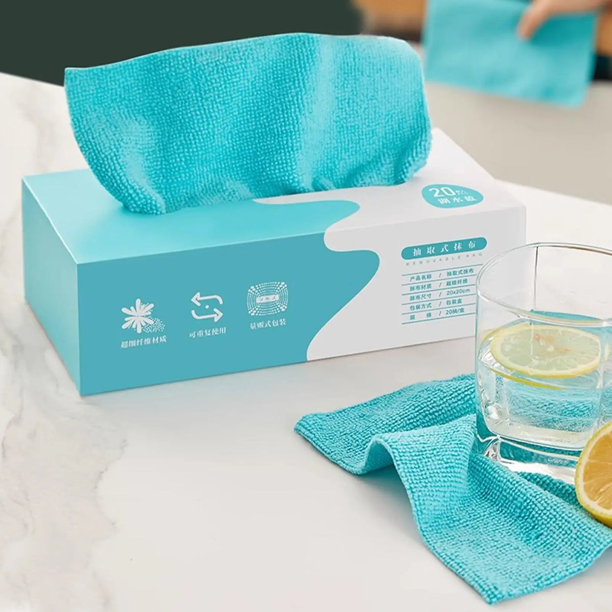 Microfiber Pull-Out Cleaning Cloths | 20-Pack Dispenser Box Microfiber Cleaning Cloths QXL