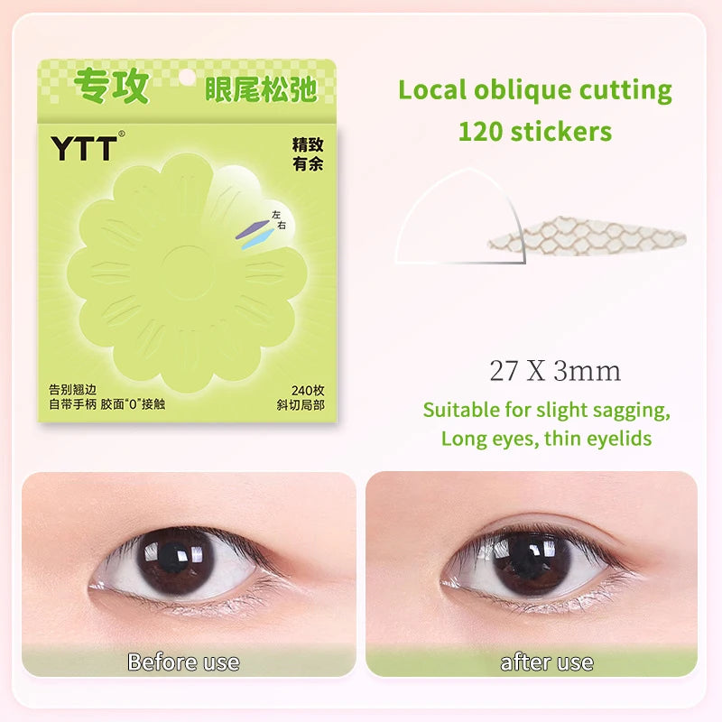 240-Pack Invisible Double Eyelid Tape Strips | Clear & Natural Eyelid Shaping Tape QXL Green