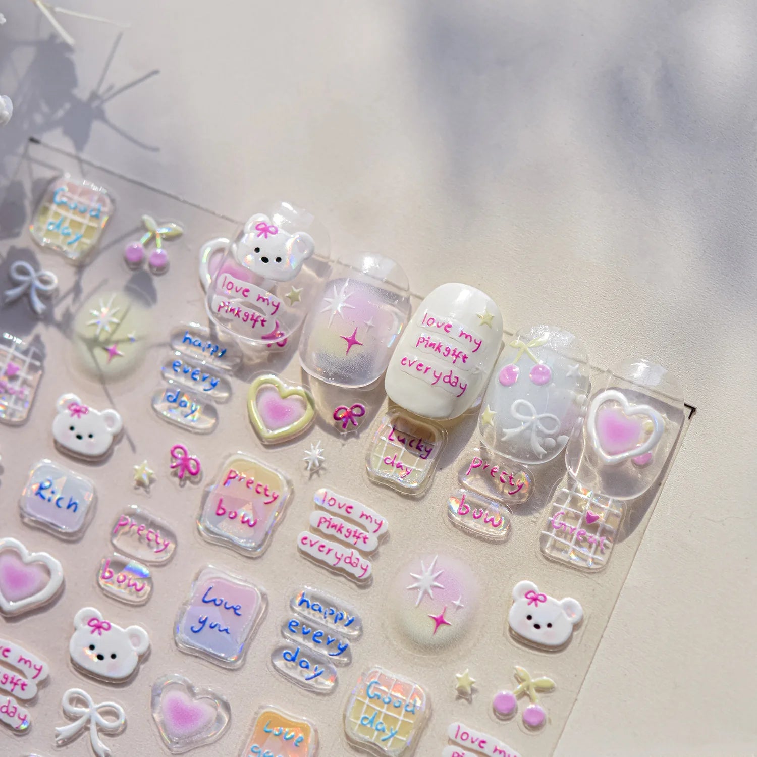 5D Cute Puppy Bowknot Nail Art Stickers | Self-Adhesive Decals Nail Art Stickers QXL