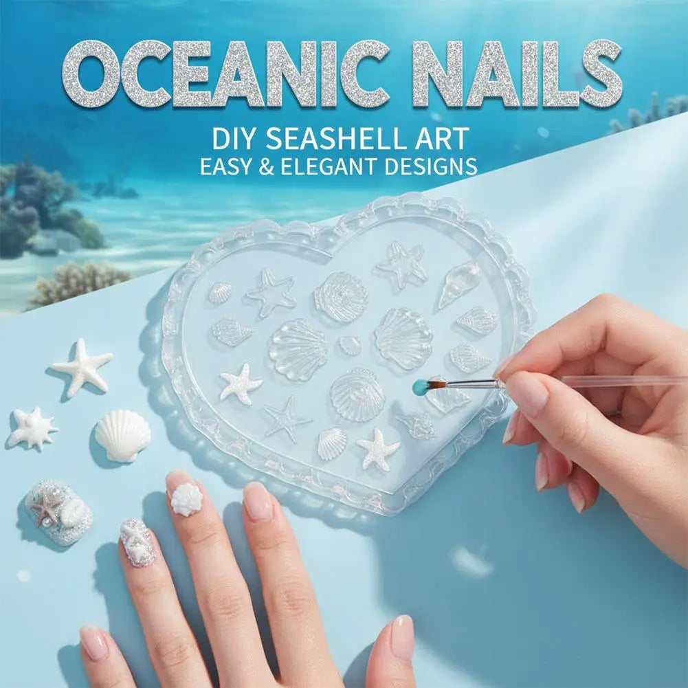 3D Ocean Shell Silicone Nail Mold | Seashell Starfish DIY Art Silicone Nail Mold QXL