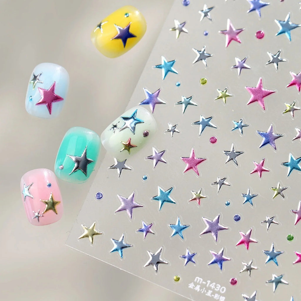 Holographic 5D Star Pentagram Nail Stickers | DIY Decals Nail Art Stickers QXL