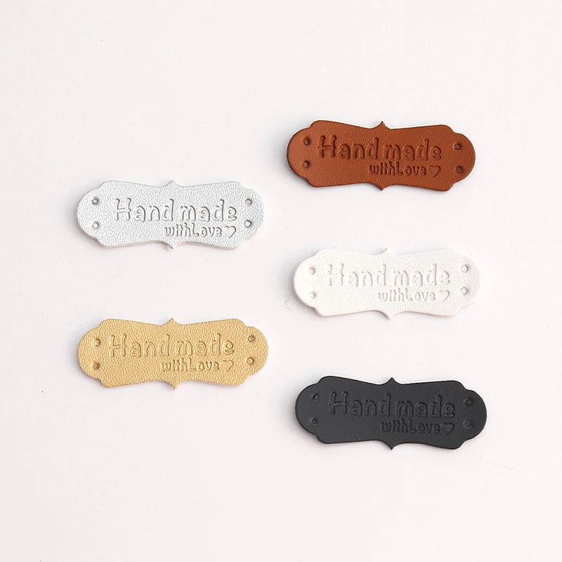 50-Pack PU Leather "Handmade With Love" Sewing Labels Garment Sewing Labels QXL