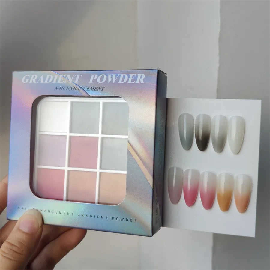 9-Color Chrome Nail Powder | Shimmer Glitter Gradient Manicure Nail Glitter Powder QXL 1Box