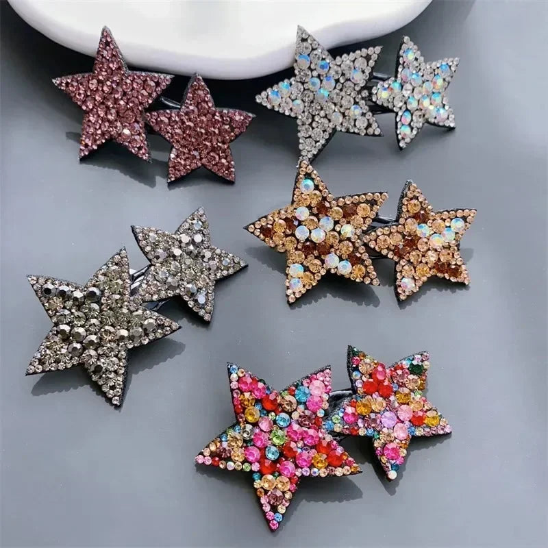 Princess Star Hair Clip for Girls – Rhinestone Pentagram Barrette Girls Hair Clip QXL
