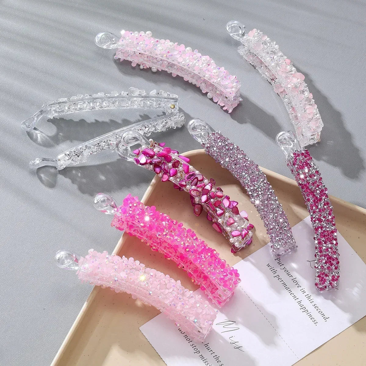 Rhinestone Banana Hair Clips – Pearl Claw Clamp Barrettes Banana Claw Hair Clip QXL