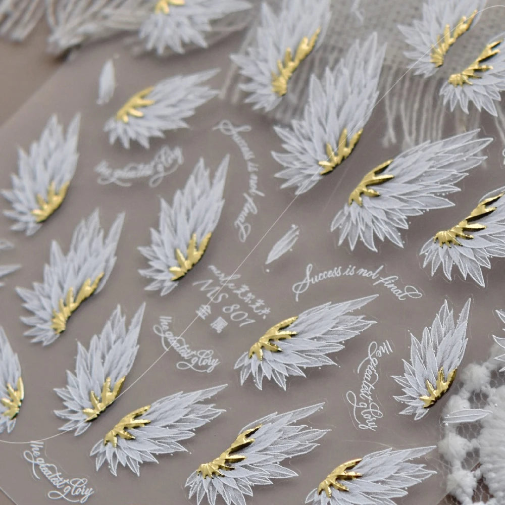 5D Nail Art Stickers – Angel Wings, Feather & Pearl Decals Nail Art Stickers QXL