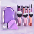 10-Pc Mini Travel Makeup Brush Set with Puff & Palm Handle Travel Makeup Brush Set QXL 14pcs