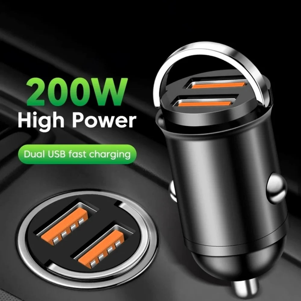 200W Dual USB Car Charger PD QC3.0 Fast Charging Adapter Car Charger Adapter QXL