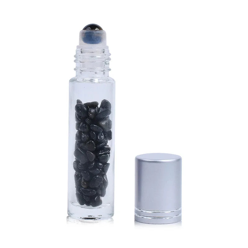 10ml Glass Roller Bottle | Pink Gemstone Rollerball Essential Oil Essential Oil Roller Bottle QXL 10ml Dark Khaki
