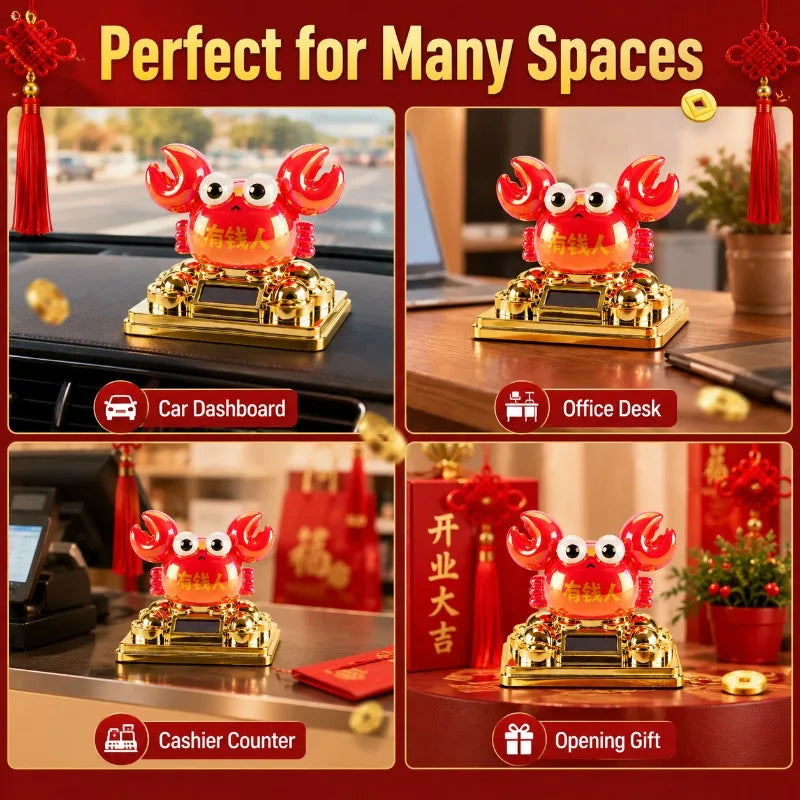 Solar Waving Lucky Crab Ornament – Desk & Car Decor Gift Solar Desk Ornament QXL