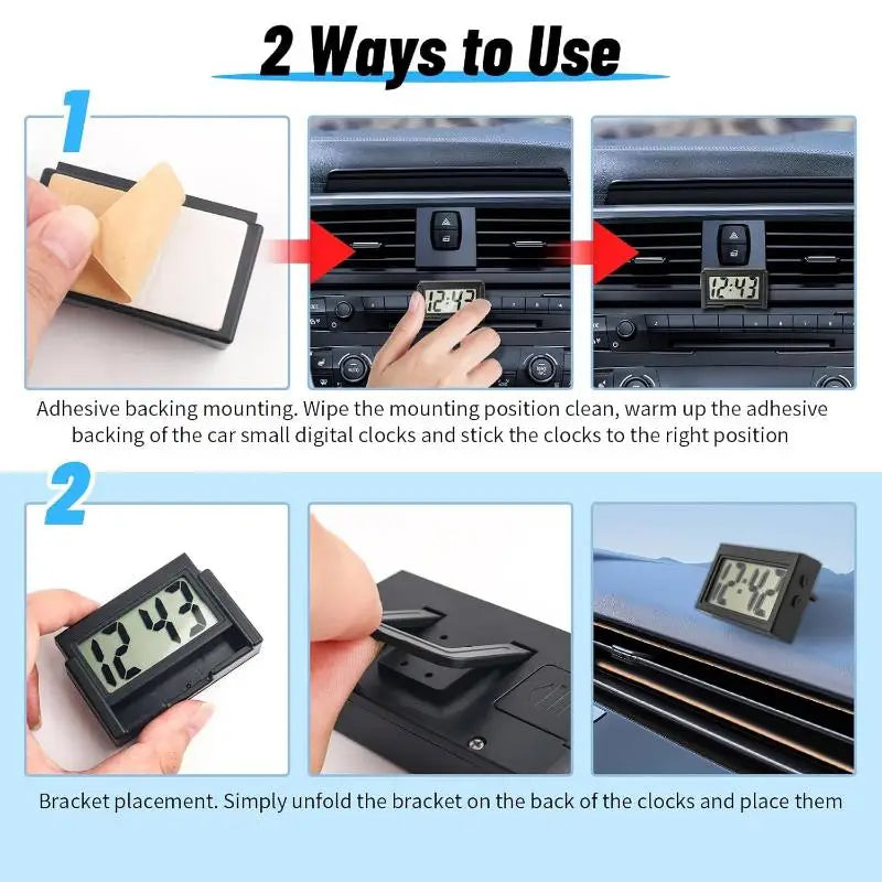 Mini LCD Digital Car Dashboard Clock | Time & Date Display Car Dashboard Clock QXL