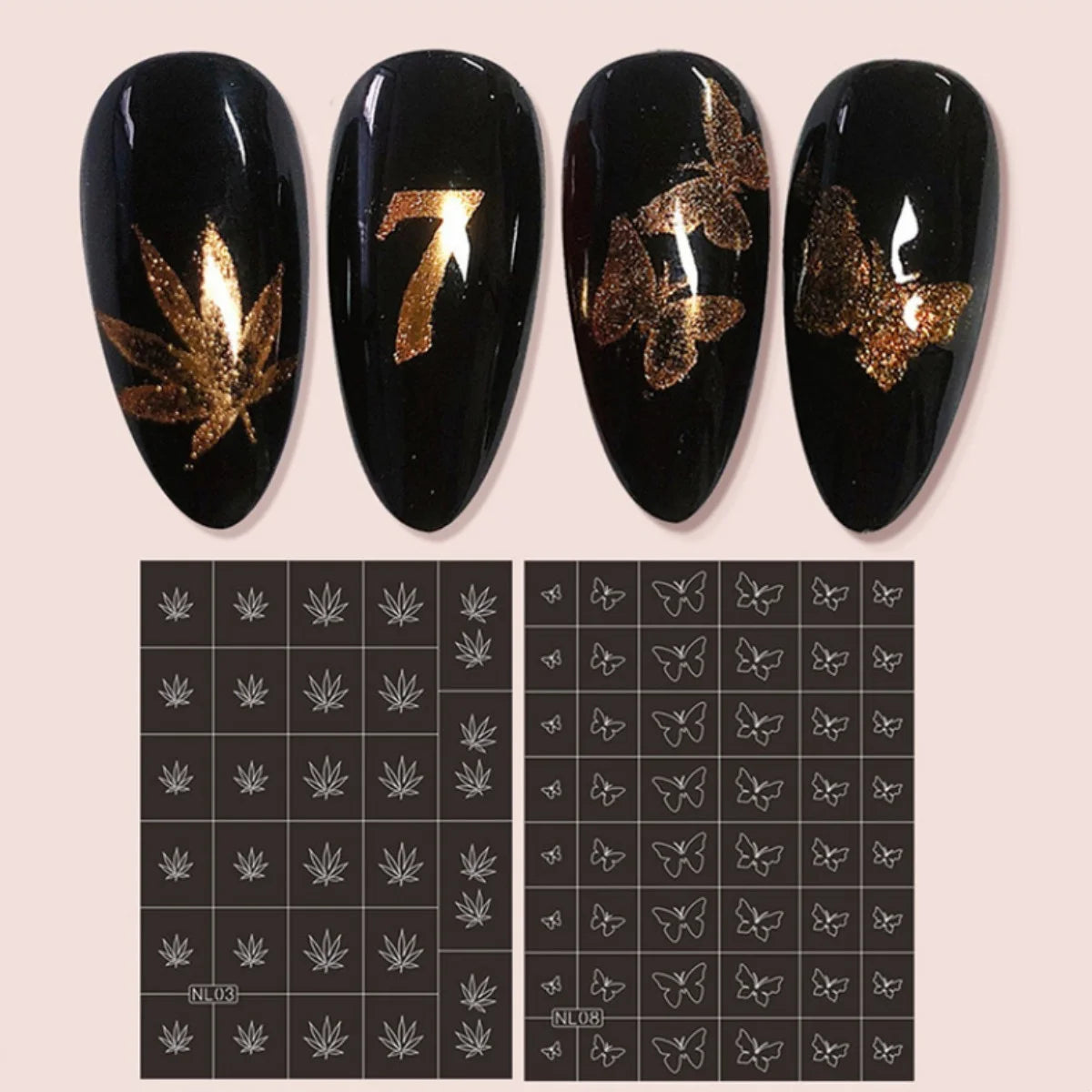 2-Pack Heart & Butterfly Nail Art Airbrush Stencil Templates Nail Art Stencils QXL 2pcs