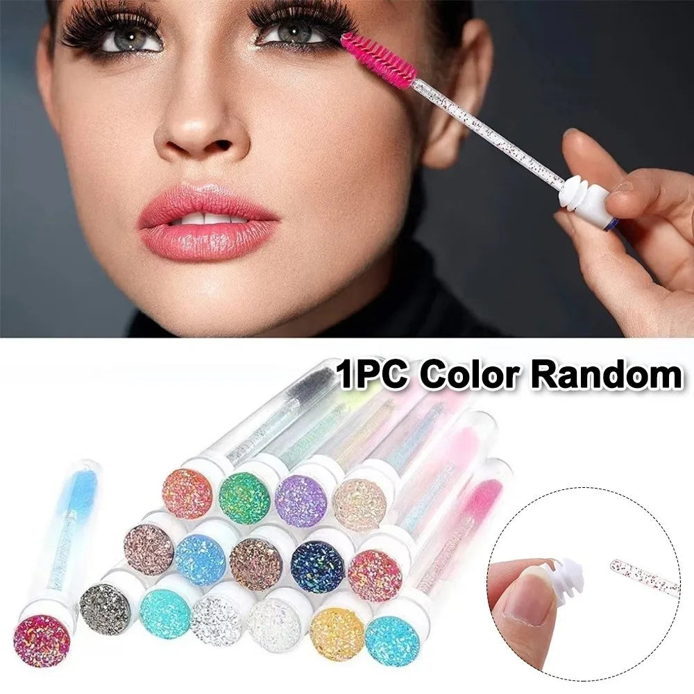 Reusable Sparkling Mascara Wand & Eyelash Brush in Tube Case Mascara Wand Brush QXL