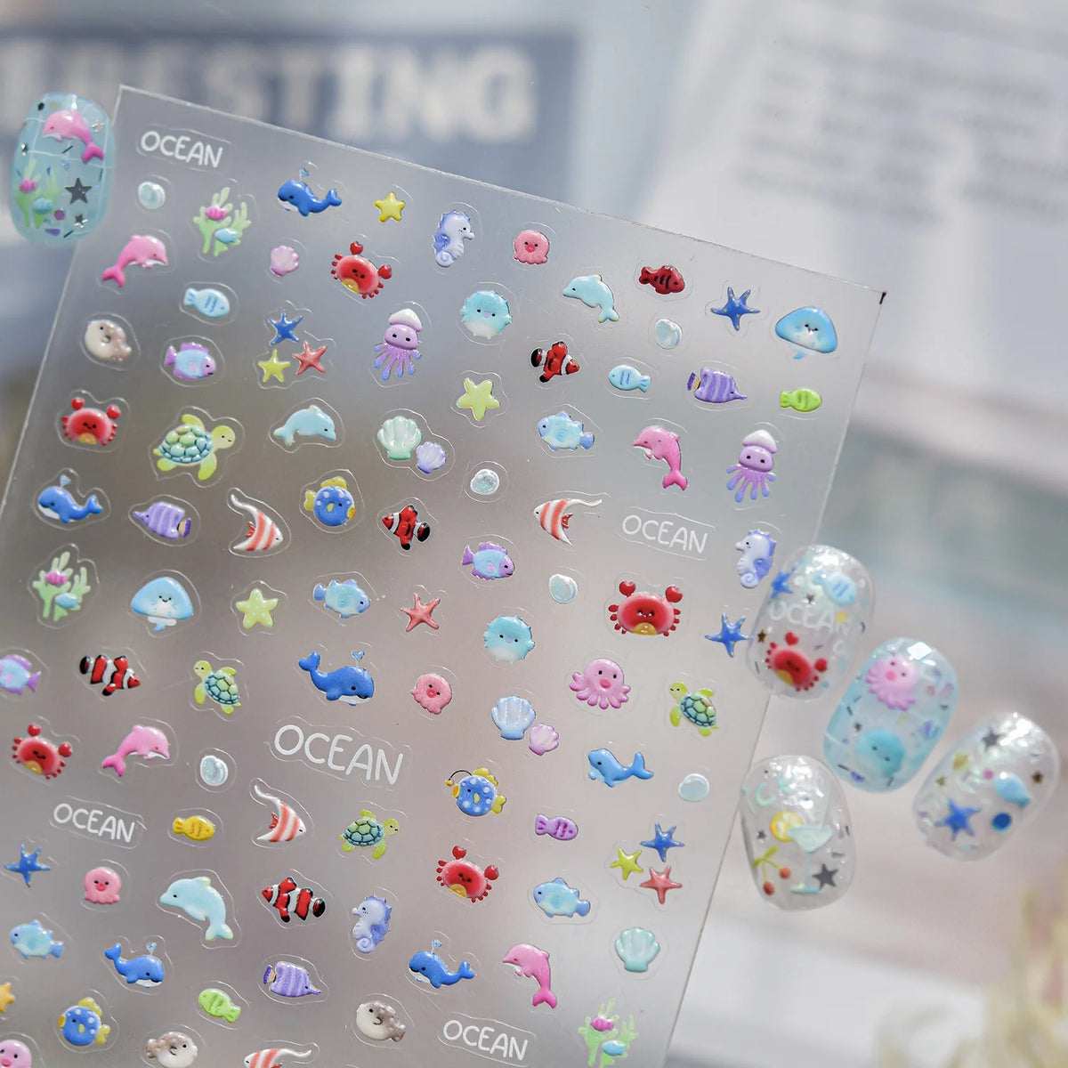 5D Ocean Nail Stickers – Dolphin, Turtle & Sea Life Decals Nail Art Stickers QXL
