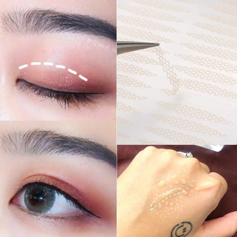 Breathable Mesh Lace Double Eyelid Tape – Clear & Beige 48pc Eyelid Tape QXL