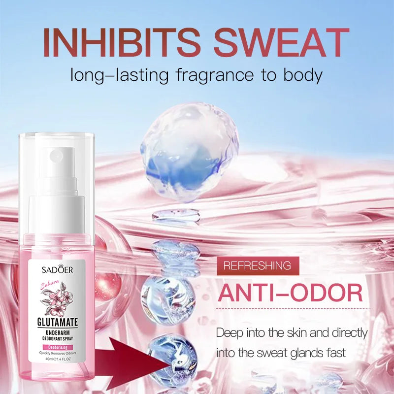 SADOER Sakura Underarm Fragrance Spray | Alcohol-Free 40ml Underarm Fragrance Spray QXL