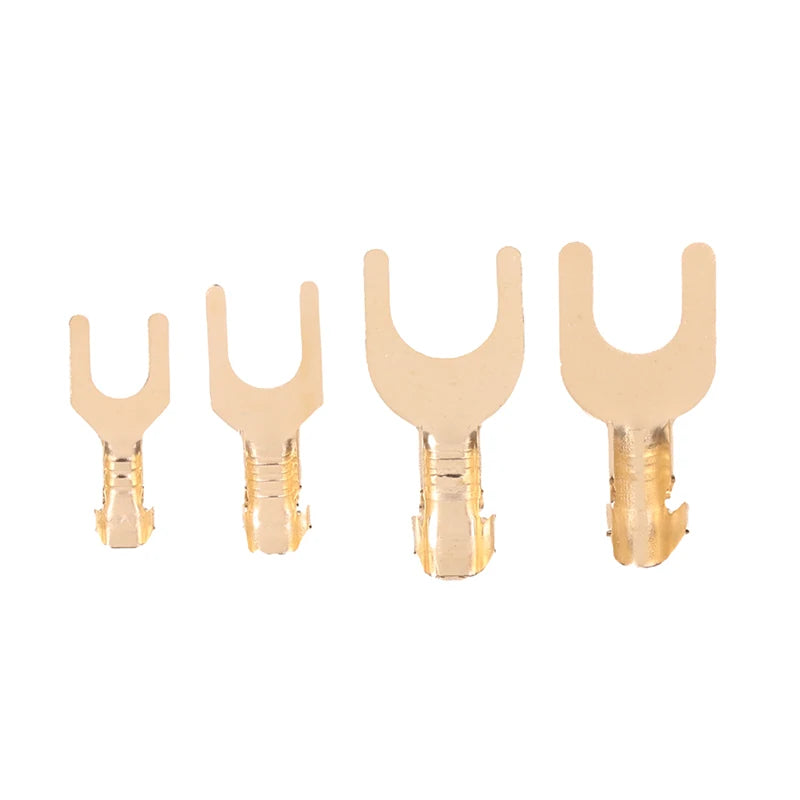 100-Pack Brass U-Fork Crimp Terminals 3.2–6.2mm Grounding Lugs Crimp Terminal Lugs QXL